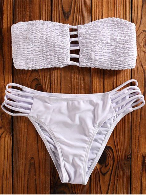 2018 Cut Out Tube Bikini Swimwear In WHITE M ZAFUL