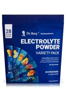 Electrolyte Powder Variety Pack (7 Natural Flavors) - 28 Stick Packs ...