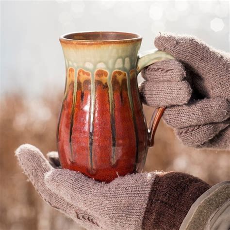 Straight Red Handmade Pottery Mug Pottery Coffee Mugs Etsy