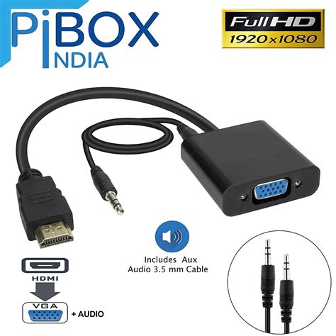 HDMI to VGA with Audio, PiBOX India Gold-Plated HDMI to VGA Adapter ...