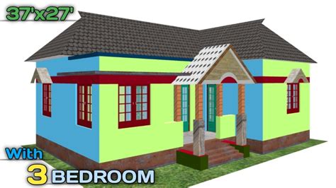 Low Budget Modern 3 Bedroom House Design L 3 Bedroom House Plan In Village L Small Village Hose