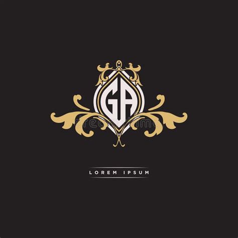 Ga Logo Monogram Ornamental Geometric Vintage Style Stock Vector