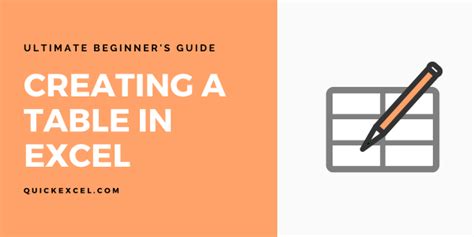 Beginners Guide How To Create A Table In Excel Quickexcel