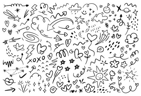 Grande Conjunto De Doodles Abstratos Desenhados M O Seta Cora O