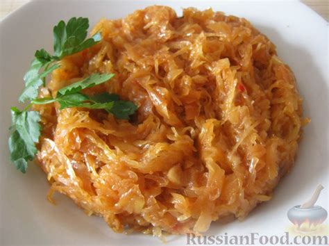 Рецепт: Тушеная квашеная капуста на RussianFood.com