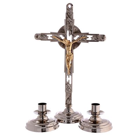 Set Altare Due Candelieri Croce Bicolor Ottone Vendita Online Su HOLYART