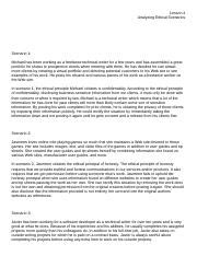 Lesson 4 Analyzing Ethical Scenarios copy.docx - Lesson 4 Analyzing ...