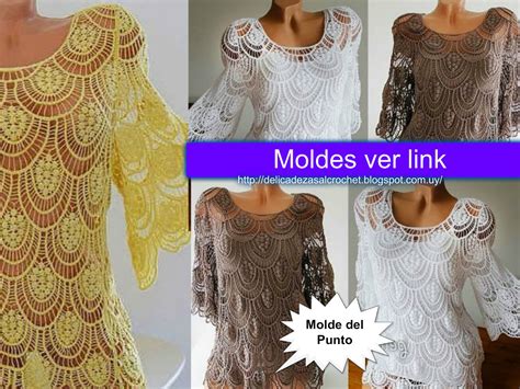 Delicadezas En Crochet Gabriela Hermosa Blusa De Encajes