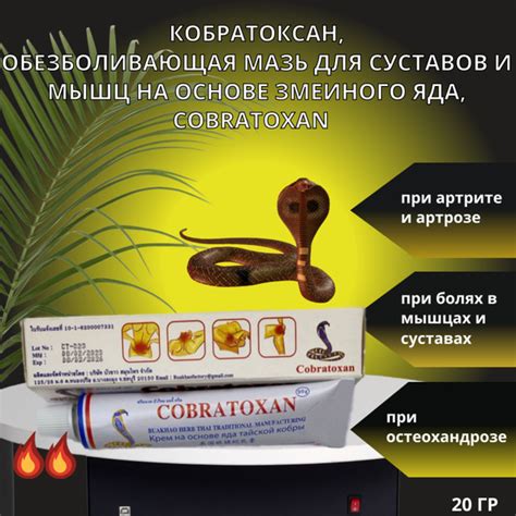 Кобратоксан, обезболивающая мазь для суставов и мышц на основе змеиного ...