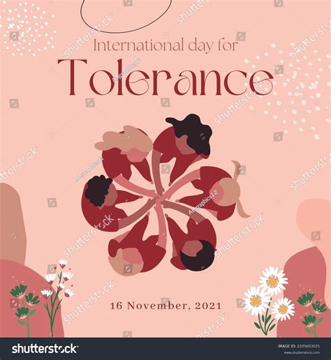 International Day Tolerance Five Holding Hands Stock Illustration