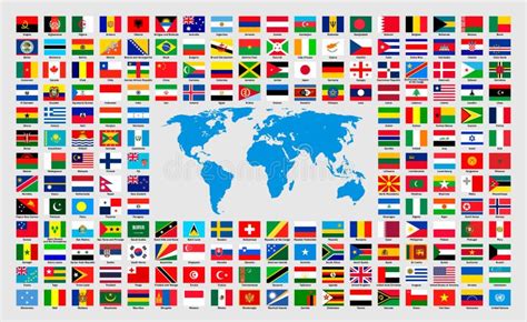 Banderas De Las Naciones Unidas Del Mundo Con Nombres De Países