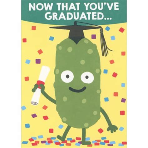 Rsvp Now That You Ve Graduated Dill Pickle Holding Diploma Funny Graduation Congrats Card 1