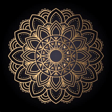 Mandala De Oro Sobre Un Fondo Negro Vector Premium