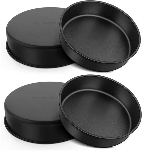 Teamfar 8 Inch Cake Pan Round Baking Layer Cake Pan Set Of