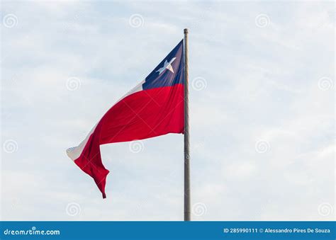 The Flag of Chile on Top of the Pole, Also Known As La Estrella Solitaria (the Lone Star). Stock ...