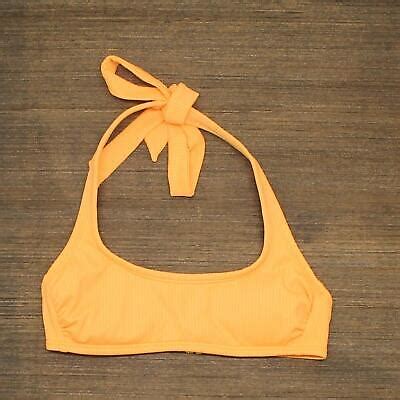 Xhilaration Women S Ribbed Halter Bralette Bikini Top Ag T Orange Xs