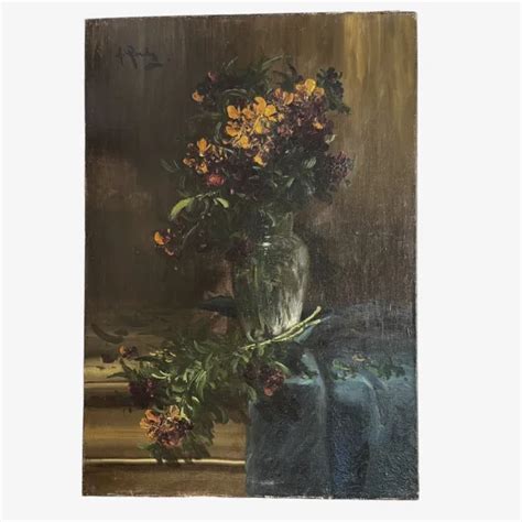 Huile Sur Toile Ancienne Nature Morte Tableau Peinture Ancienne Eur