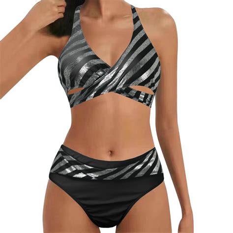 SZXZYGS Plus Size Swimsuit For Women Piece Skirt Women Sequinprinting High Waisted Bikini Sexy