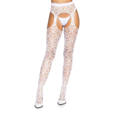Lingerie Sexy Femme Porte Jarretelles et Bas Cœur Blanc LEG AVENUE eBay