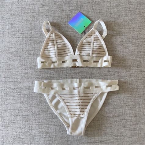 Swim New Missguided Luxe Edition Cut Out Two Piece Bikini Set In Nude White Poshmark