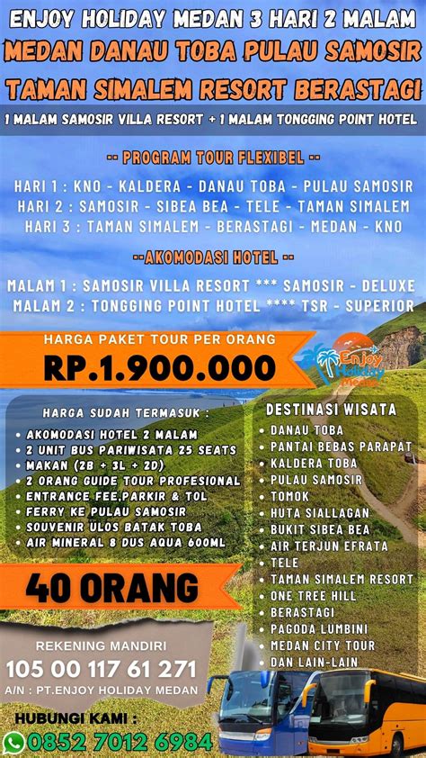 Paket Tour Medan Taman Simalem Resort 3D2N TOUR DANAU TOBA MURAH