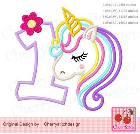 Bordado Unicornio Cumplea Os N Mero Unicornio De Flores Etsy Espa A