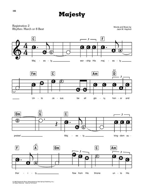 Majesty By Jack Hayford Sheet Music For E Z Play Today At Sheet Music