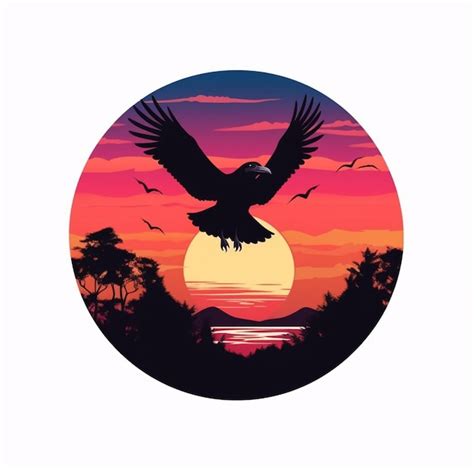 Premium AI Image | A stunning sunset with a silhouette of an eagle