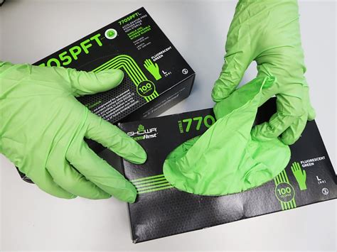 Showa® 7705pft Hi Viz Biodegradable Ebt Nitrile Gloves Accelerator Free Fluorescent Green