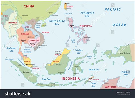 Southeast Asia Map Stock Vector 151138391 - Shutterstock