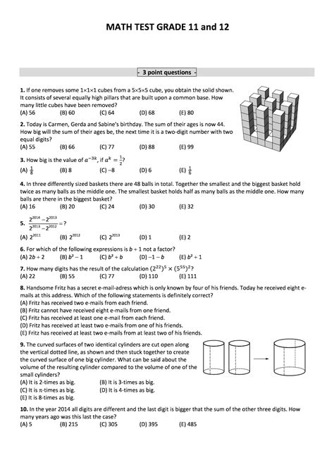 Solution Grade 11 And 12 Math Test 3 Studypool