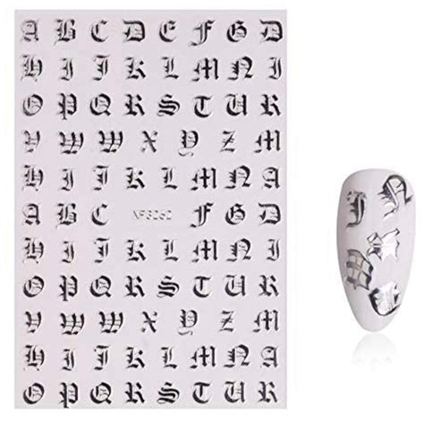 Old English Letters Stickers Silver