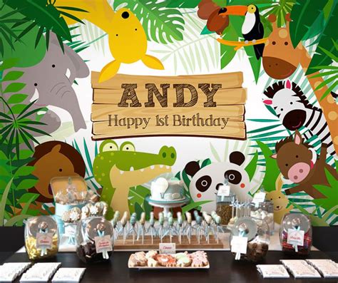 Jungle Backdrop Party Banner Poster Signage Personalised Printable ONLY ...