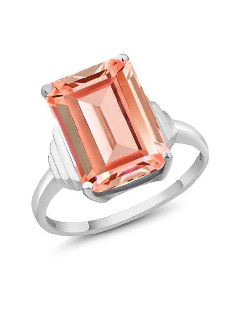 Gem Stone King Sterling Silver Peach Nano Morganite Ring For Women