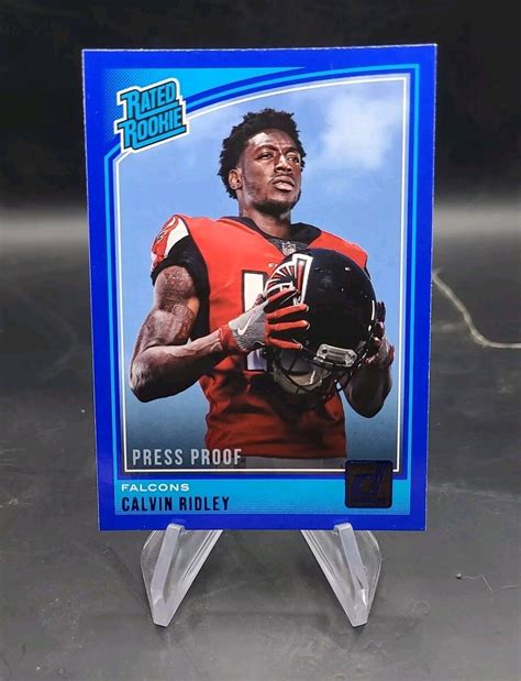 Calvin Ridley Donruss Rated Rookie Blue Press Proof Rc