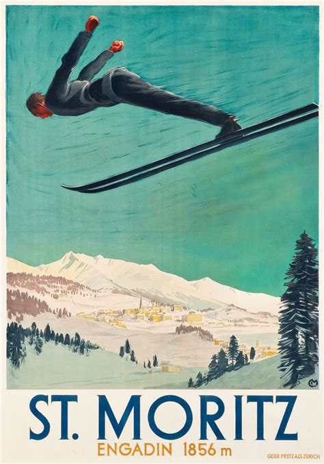 Vintage Travel Posters Engadin St Moritz Switzerland Travel Poster