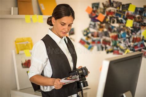 Fbi Woman With Camera In Office Stock Image Image Of Adult Female