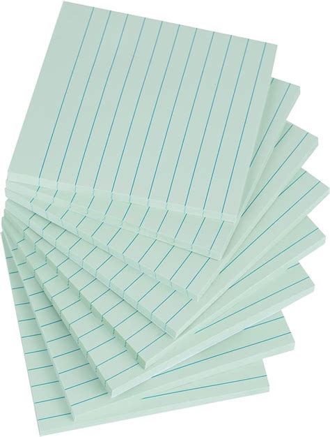 Vanpad Lined Sticky Notes 4x4 Inches Grayish Green Ruled