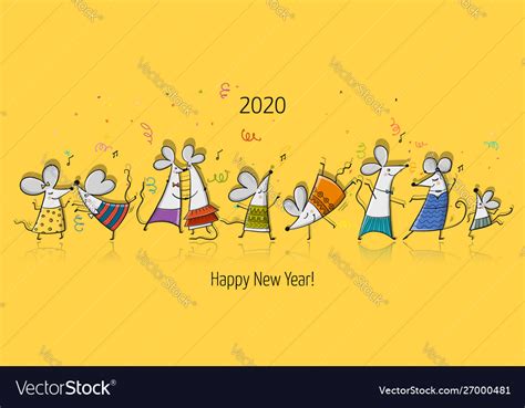 Funny mouses party symbol 2020 year banner Vector Image