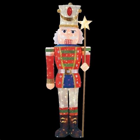 Tis Your Season 5 Ft Pre Lit Tinsel Nutcracker Soldier Lighted Outdoor Christmas Decor Yard Art