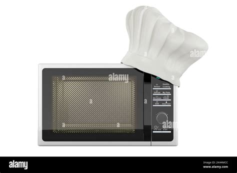 Microwave Oven With Chefs Hat Cooking Concept D Rendering Isolated