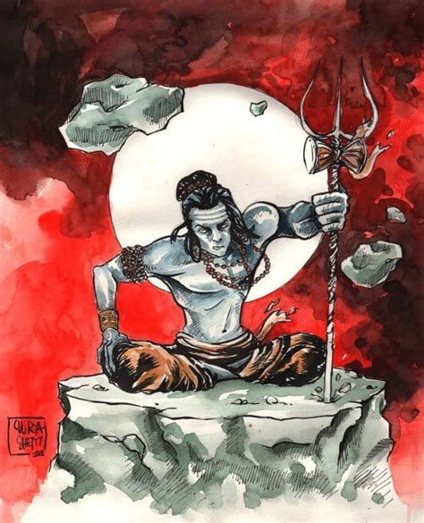 Mahadev Watercolour Portrait By Surya Shetty