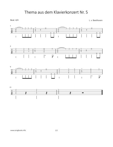 Thema Aus Dem Klavierkonzert Nr Chamber Music Digital Sheet