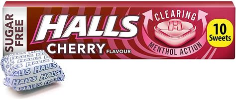 Halls Cherry Menthol Sweets 20 Packs Cherry Sugar Free 20 X 32g