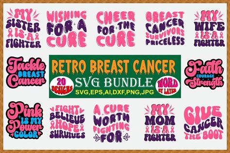 Retro Breast Cancer Svg Bundle Vol Bundle Creative Fabrica