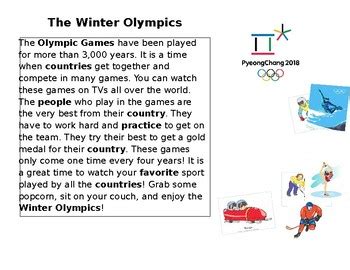 Winter Olympics Reading Passage By Full Of Joy Tpt