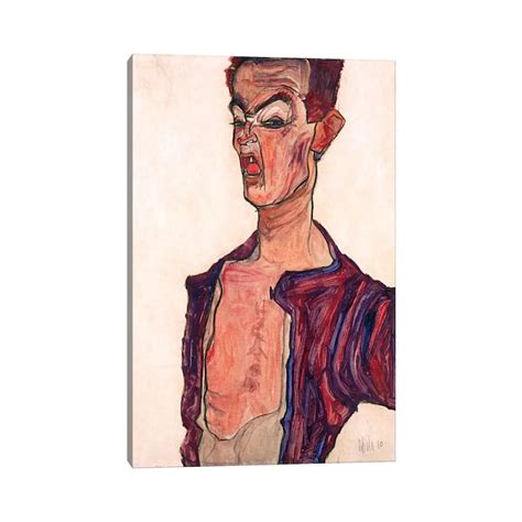 Icanvas Self Portrait Grimacing By Egon Schiele Canvas Print Bed