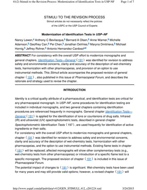 Pdf Modernization Of Identification Tests In Usp Nf