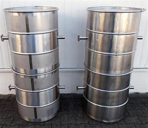 Used X 15307 D Stainless Steel Drums MÜLLER with Lid 150 litres for