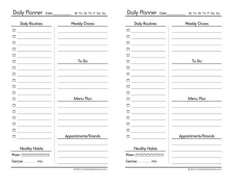 Daily Work Planner Template